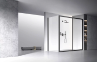 Душевой угол раздвижной прямоугольный RV060B-19090-01-C5 1900х900х1950 Цвет профиля Чёрный Стекло Прозрачное Veconi