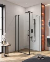 Душевой уголок прямоугольный.     SLIDER-AH-1-100-100/110-C-NERO (1000-1100)x1000x1950 Cezares