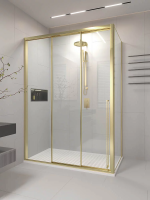 Душевой угол раздвижной 1500х900x2000 цвет профиля Золото брашинг стекло прозрачное PR3/L-SP-15090-01-G-C4 Premium Veconi