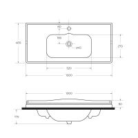 Керамическая раковина, чаша в центре GIUBILEO 100x46x8 Bianco Lucido CZR-ELT-100-LVB CEZARES