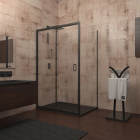 Душевой угол раздвижной прямоугольный RV046B-130110-01-C5 1300х1100х1950 Цвет профиля Чёрный  Стекло Прозрачное Veconi