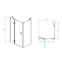 Душевой уголок RGW PA-77B L (PA-07B L + Z-050-2B) прямоугольный  100*120*195 41087702-084L профиль Чёрный стекло Прозрачное(Принт) 6 мм RGW