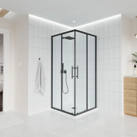 Душевой угол раздвижной E3-B-11080-01-C9 1100х800x1950 Цвет профиля Чёрный матовый Стекло  Прозрачное Veconi