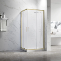Душевой угол раздвижной RV27G-8080-01-C8 800x800x1900 Цвет профиля Золото брашинг Стекло Прозрачное Veconi