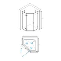 Душевой уголок RGW SA-81 трапеция   90*90*195 02038199-111 профиль Хром стекло Прозрачное 8 мм RGW