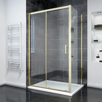 Душевой угол раздвижной прямоугольный RV055G-11070-01-C8 1100х700х1950 Цвет профиля Золото брашинг Стекло Прозрачное Veconi