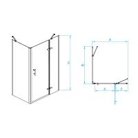 Душевой уголок RGW PA-77-1B R (PA-07B R + Z-060-2B + держатель O-204B) прямоугольный  140* 80*195 410877148-084R профиль Чёрный стекло Прозрачное(Принт) 6 мм RGW