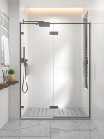 Душевая дверь распашная 1500x2000 цвет профиля Графит брашинг стекло прозрачное осветленное AL-150-00-GR-C4 Premium Veconi