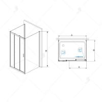Душевой уголок RGW PA-73 (PA-13 + Z-050-2) прямоугольный  180* 90*195 060873189-011 профиль Хром стекло Прозрачное 5 мм RGW